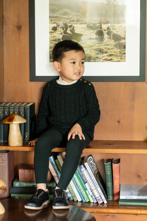 Lil Legs Hunter Green Cable Knit Set