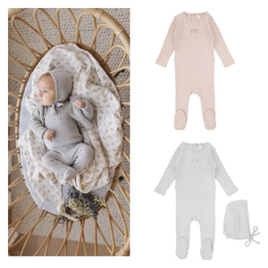 Lilette Ladder Stripe Pointelle  Footie & Beanie Set