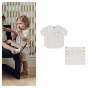 Charlotte & George 2 PC  BOYS Short Set With Gold Buttons