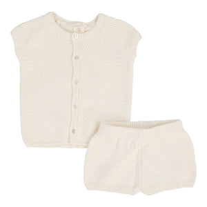 Lil Legs Natural Ivory Knit Set