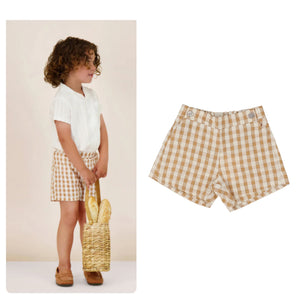 Lil Legs Golden Gingham Pull On Shorts