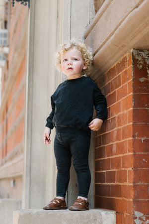 Lil Legs Emblem Black Wash Sweatshirt  Set
