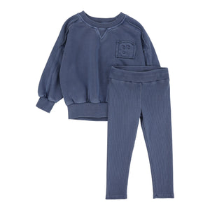 Lil Legs Blue Wash Sweatshirt Set