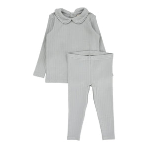 Lillette Fine Pointelle Peter Pan Collar Set Light Blue