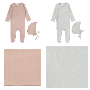 Lilette Speckled Footie, Beanie & Blanket Set