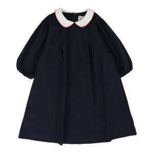 Lil Legs Puff Navy Three Quarter Dress