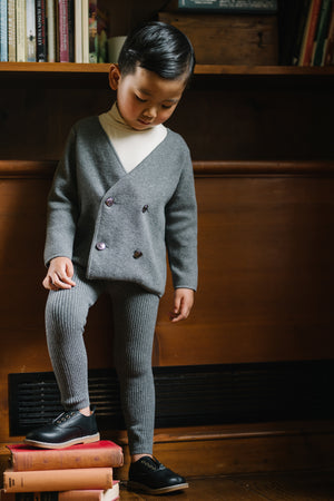 Lil Legs Mid Grey Double Breasted Knit Blazer