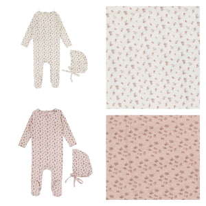 Lillette Pink Vintage Floral Footie, Bonnet & Swaddle Set