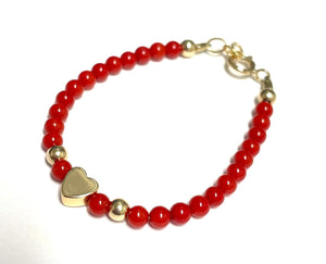 My Little Jewel Small Red & Gold Center Heart  Bracelet