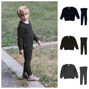 NEW Lil Legs Boys CABLE Knit Set