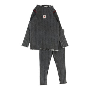 Lil Legs Black Wash Funnel Neck Set