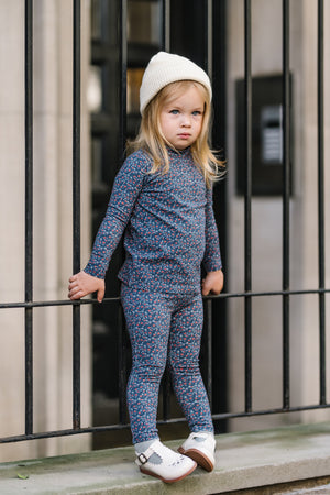 Lil Legs Off Blue Floral Set