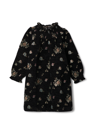 Space Grey - Girls Floral Brocade Velvet Dress