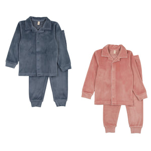Bonjoy Velour Scalloped Collar Pajama Set