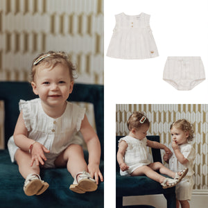 Charlotte & George 2 PC Girls Set With Gold Buttons