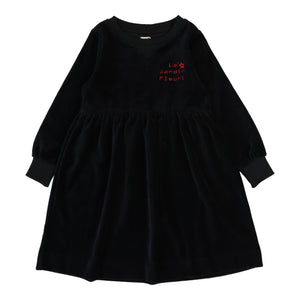 Lil Legs Black Velour  Dress