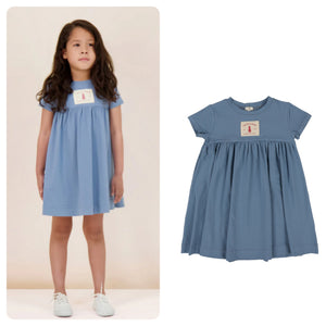 Lil Legs SS Patch Blue Dress