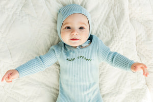 Apricot - Baby Boys Rib Knit Footie & Bonnet Set