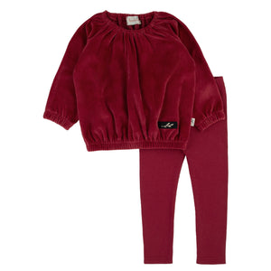 Bondoux Logo Velour 2 Piece-Fuschia