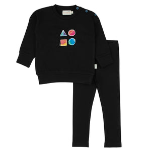 Bondoux Shape Sweatshirt Set With Blue Buttons