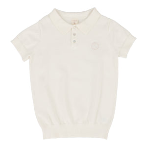 Lil Legs  Knit SS Winter White Polo