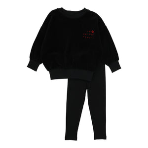Lil Legs Girls Black Velour Sweatshirt Set