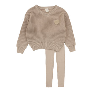 Lil Legs Oat Knit Vneck Set