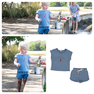 Lil Legs Blue Print Toddler Boys Set