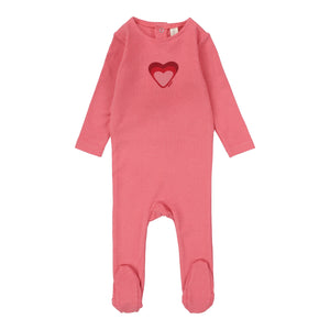 Lillette Bright Pink Big Graphic Heart Footie