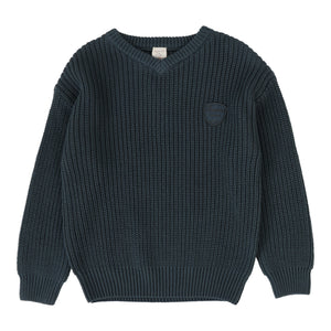 Lil Legs Knit Vneck Slate Sweater