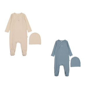 Pouf Side Snap Footie & Beanie Set