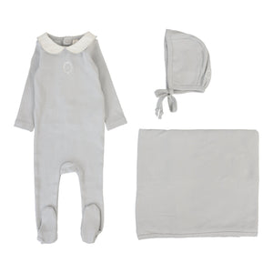 Lillette Emblem Embroidered 3 Pc Take Me Home Set Pale Blue