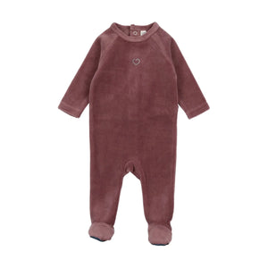 Lil Legs Velour RHINESTONE Dusty Plum Footie