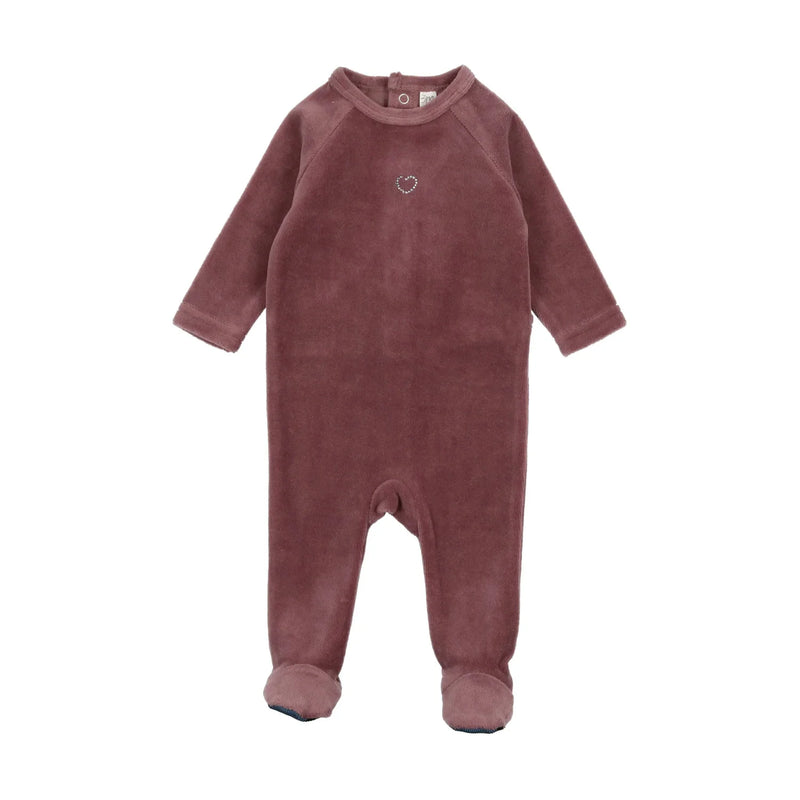Lil Legs Velour Rhinestone Footie - Dusty Plum Lil Legs Velour Rhinestone Footie - Dusty Plum