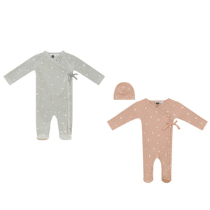 Little Fragile - Soft Ribbed Ribbed Modal Baby Footie & Beanie Set