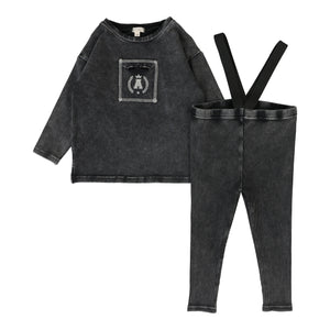 Lil Legs Black Wash Pocket Tee Set