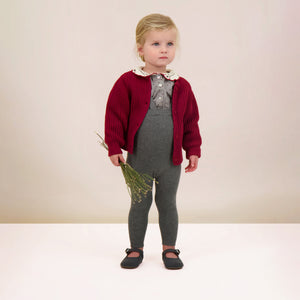 Lil Legs Chunky Knit Deep Red Cardigan
