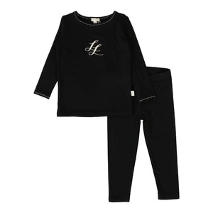 Lil Legs Black Emblem Lounge Set