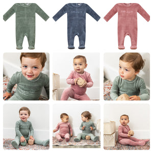 Little Fragile - Rib Velour Baby Footie