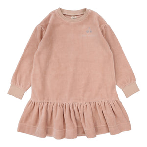 Lil Legs  Rhinestone Velour Dusty Pink Dress