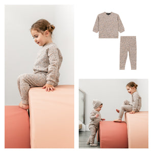 Space Grey - Jersey Floral Printed Sweatshirt And Legging Baby Set