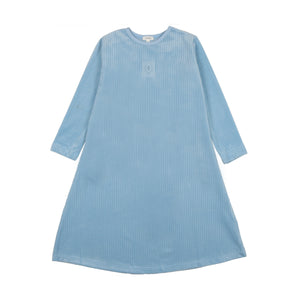 Bonjoy Light Blue Velour Ribbed Nightgown