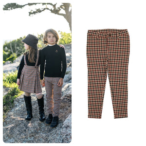 Lil Legs Printed Tan Plaid Pants