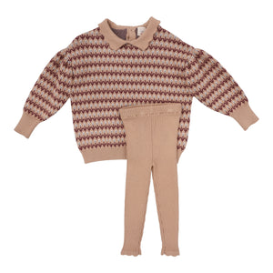 Lil Legs Floral Knit Multi Dusty Pink Knit Set
