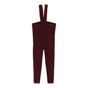 Lil Legs Deep Red Knit Suspender Leggings