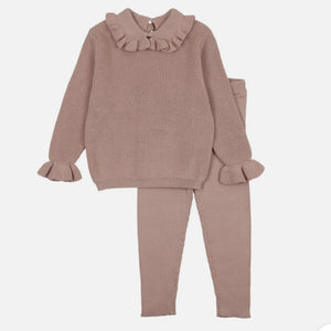 Pouf Dusty Pink Ruffle Knit Set