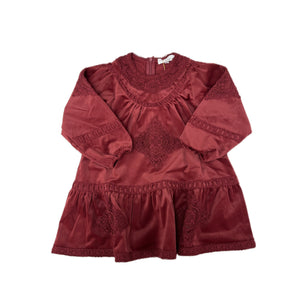 Charlotte & George Girls Velvet Burgundy Dress