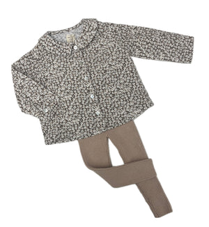 Lil Legs Dusty Pink Floral Blouse & Knit Legging Set