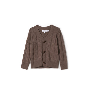 Charlotte & George (New) - Boys V Neck Cognac Knit Cardigan