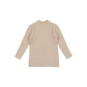 Lil Legs Ecru Knit Mockneck Sweater AW25